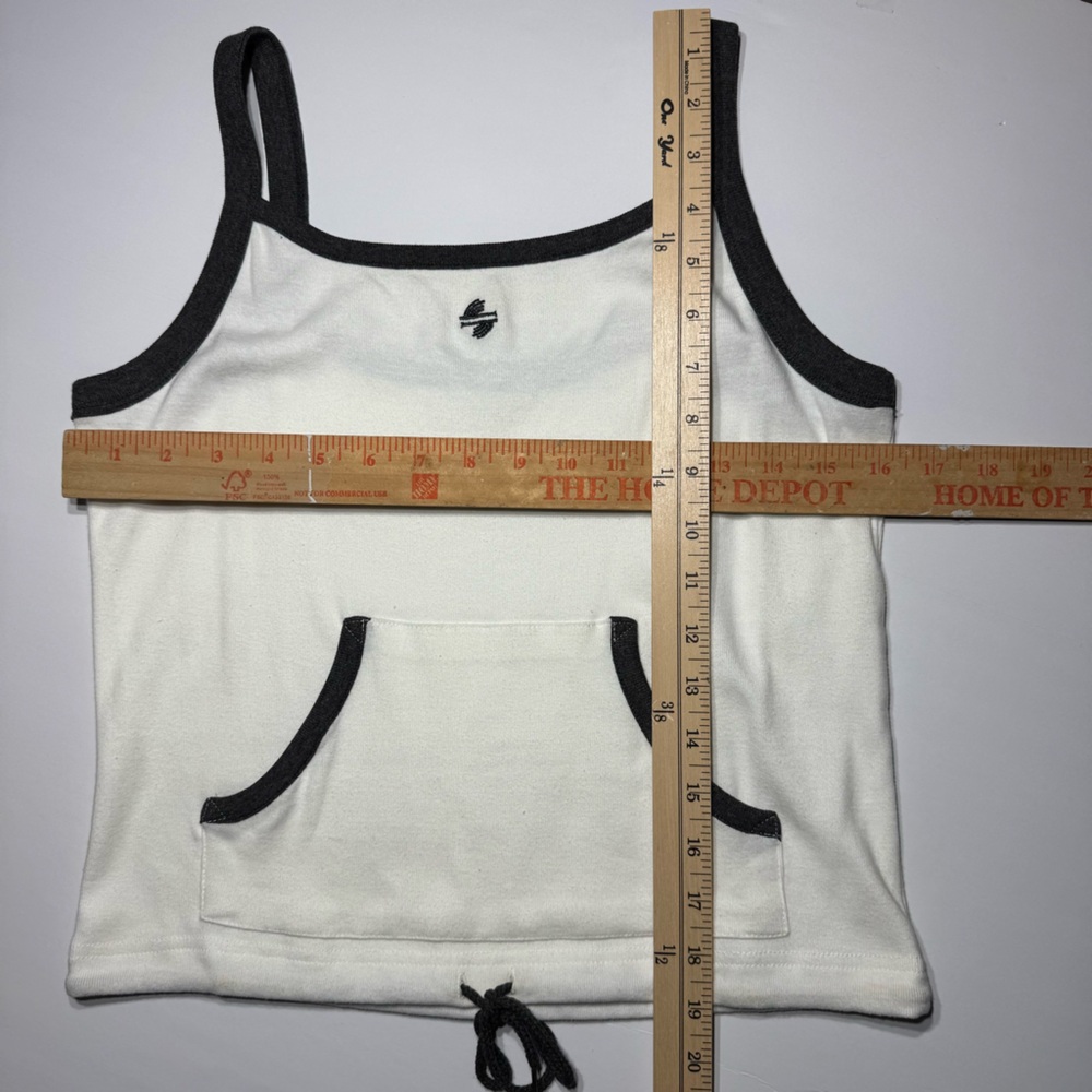 Black & White Sleeveless Tank Top with Adjustable Drawstring Waist